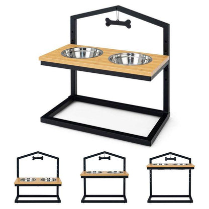 Adjustable Elevated Dog Feeder with 5 Height Settings - Premium Raised Pet Feeding Station with 2 Large Stainless Steel Bowls