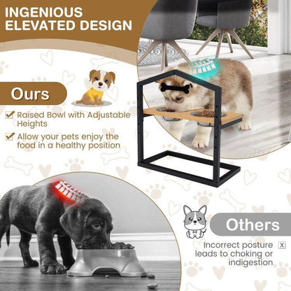 Adjustable Elevated Dog Feeder with 5 Height Settings - Premium Raised Pet Feeding Station with 2 Large Stainless Steel Bowls