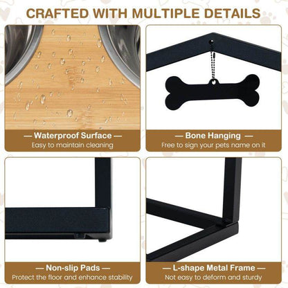 Adjustable Elevated Dog Feeder with 5 Height Settings - Premium Raised Pet Feeding Station with 2 Large Stainless Steel Bowls